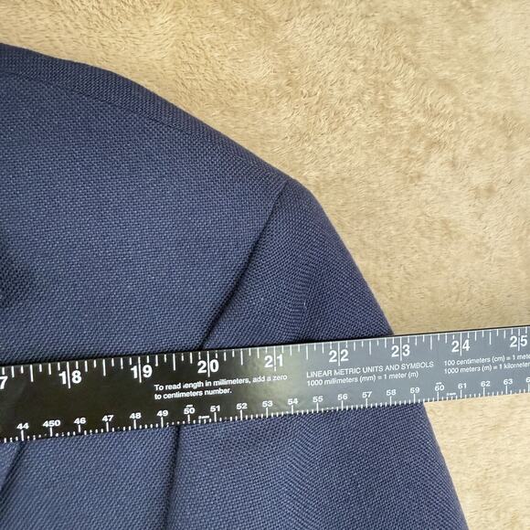 VTG Haggar Blazer Jacket Mens 44 Navy Blue Solid Wool Sport Coat Imperial USA - Picture 12 of 13
